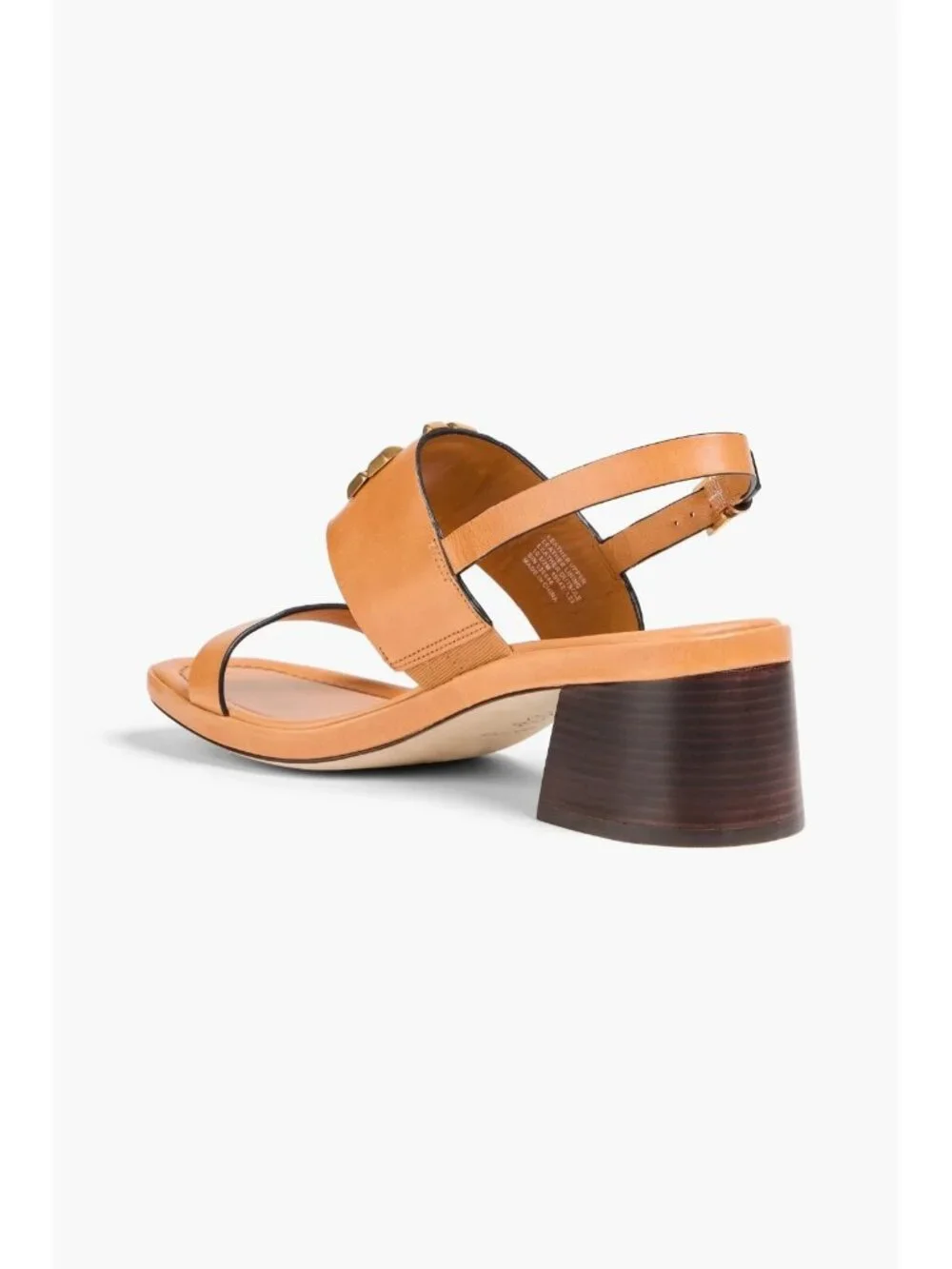 Tory Burch Eleanor Slingback Sandals Women's Brown Leather Block Heel Open Toe
